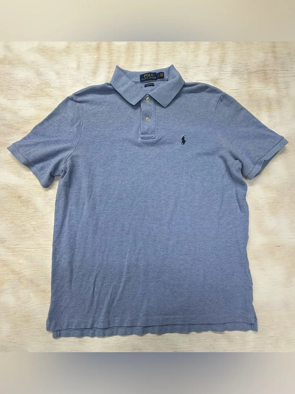 Ralph Lauren Men’s Large Heather Blue Polo Shirt with Navy Pony